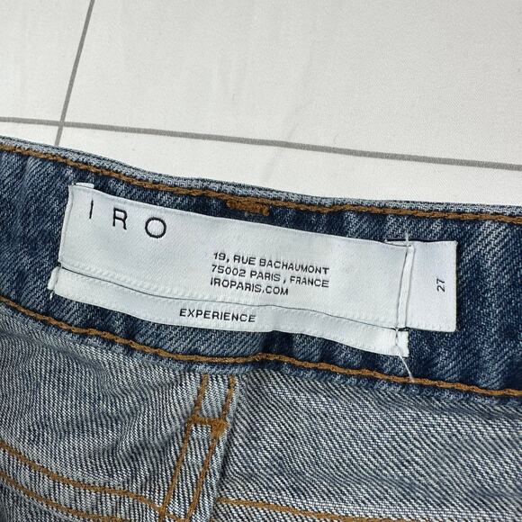 IRO Shorts Womens 27 Blue Denim Aware Cuffed Casual Medium Wash Jean Cotton - Picture 3 of 10